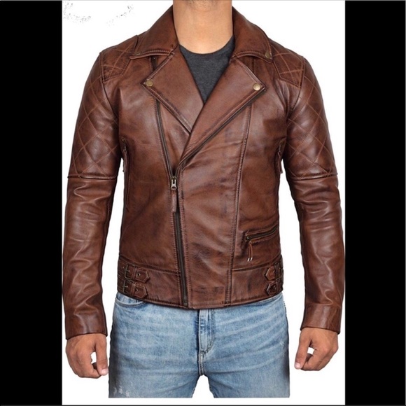 Decrum Other - 🎾 Real leather brown bomber moto jacket new